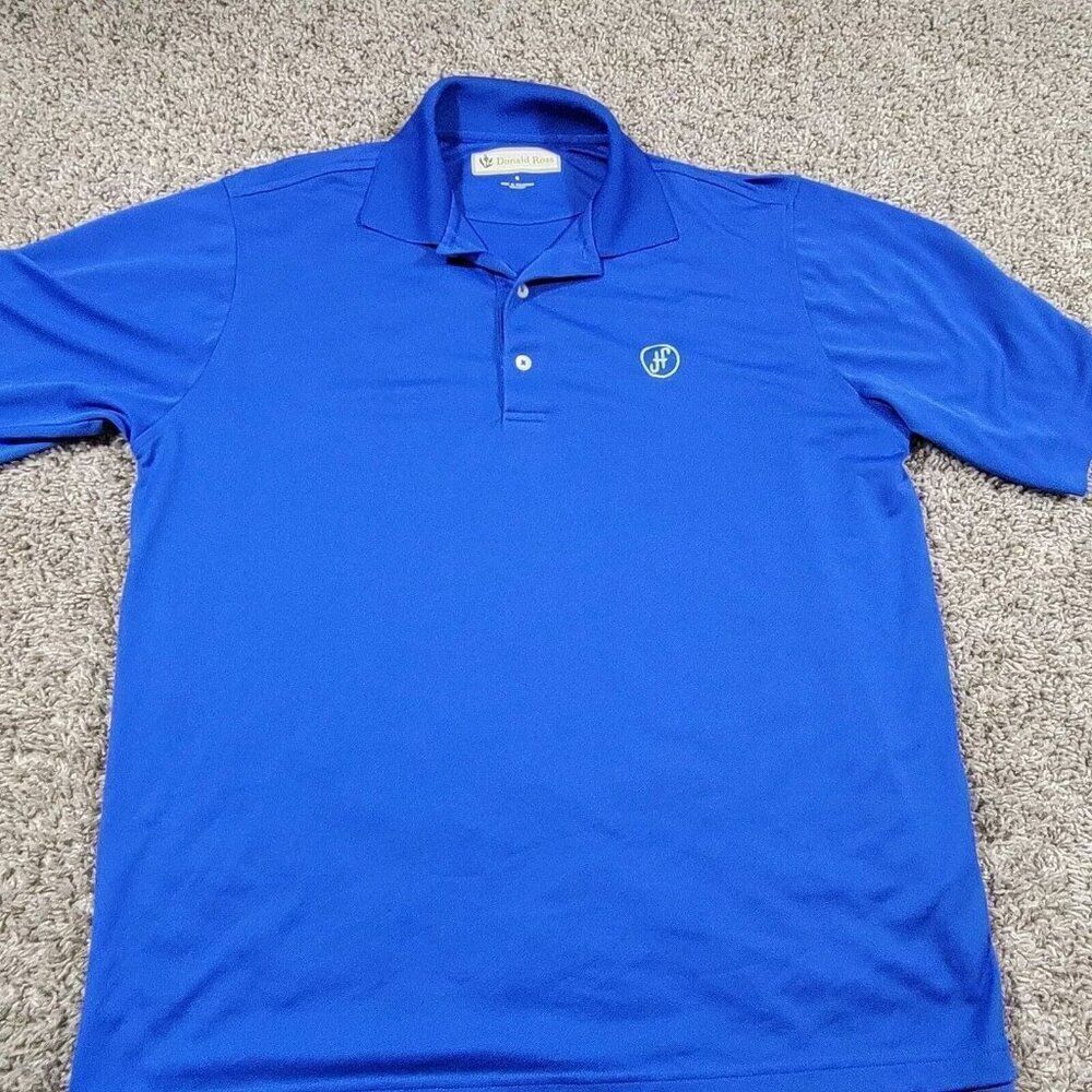Donald Ross Polo Shirt Mens Medium Blue Short Sleeve Polyester Logo